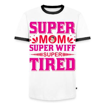 Super Maman Super Femme Super Fatiguée Chemise drôle - T-shirt contrasté Homme - blanc/noir - Devant - AI Model Female 172 light (172cm) & AI Model Male 178 dark (178cm)