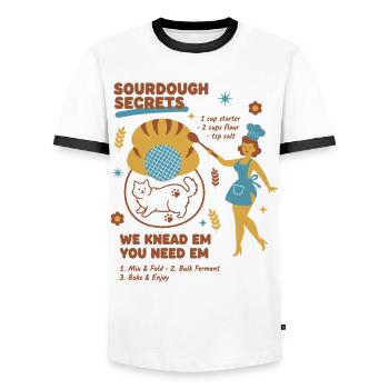 Sauerteig-Geheimnisse Brotbacker Sauerteigbäcker - Männer Kontrast-T-Shirt - Weiß/Schwarz - Vorne - AI Model Female 172 light (172cm) & AI Model Male 178 dark (178cm)