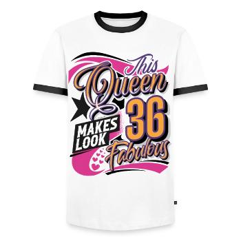 Reine du 36e anniversaire - T-shirt contrasté Homme - blanc/noir - Devant - AI Model Female 172 light (172cm) & AI Model Male 178 dark (178cm)