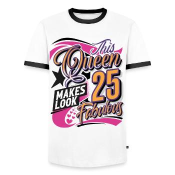 Reine du 25e anniversaire - T-shirt contrasté Homme - blanc/noir - Devant - AI Model Female 172 light (172cm) & AI Model Male 178 dark (178cm)