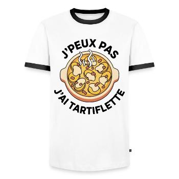 Dampfende Ravioli-Suppe - Männer Kontrast-T-Shirt - Weiß/Schwarz - Vorne - AI Model Female 172 light (172cm) & AI Model Male 178 dark (178cm)