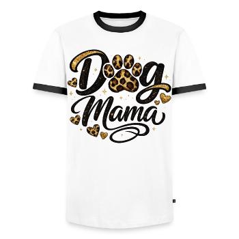Dog Mama Golden Paw Mom Shirt - Men's Ringer Shirt - white/black - Front - AI Model Female 172 light (172cm) & AI Model Male 178 dark (178cm)
