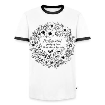 Mothers Plant Seeds Of Love That Bloom Forever  - Men's Ringer Shirt - white/black - Front - AI Model Female 172 light (172cm) & AI Model Male 178 dark (178cm)