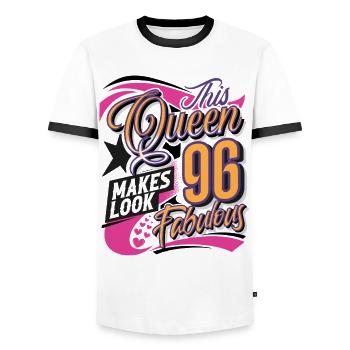 Reine du 96e anniversaire - T-shirt contrasté Homme - blanc/noir - Devant - AI Model Female 172 light (172cm) & AI Model Male 178 dark (178cm)