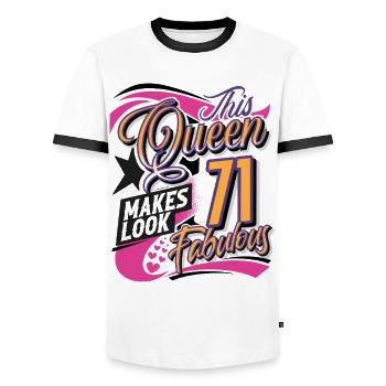 Reine du 71e anniversaire - T-shirt contrasté Homme - blanc/noir - Devant - AI Model Female 172 light (172cm) & AI Model Male 178 dark (178cm)