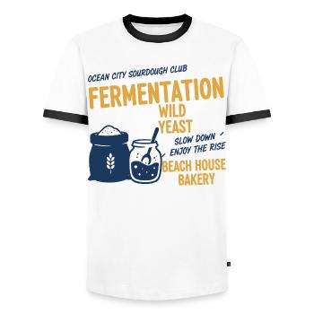 Sourdough Bread Baking Baker Sourdough Starter Jar - Men's Ringer Shirt - white/black - Front - AI Model Female 172 light (172cm) & AI Model Male 178 dark (178cm)