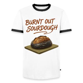 Sourdough Burnt Out Sourdough Bread Baking Baker - Men's Ringer Shirt - white/black - Front - AI Model Female 172 light (172cm) & AI Model Male 178 dark (178cm)