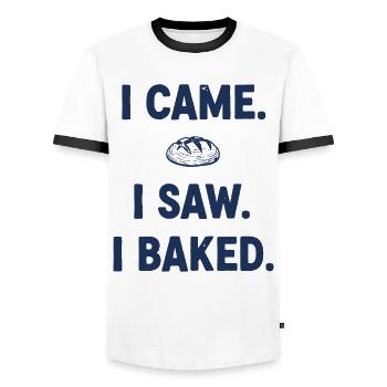 I Came I Saw I Baked Sourdough Bread Baking - Men's Ringer Shirt - white/black - Front - AI Model Female 172 light (172cm) & AI Model Male 178 dark (178cm)