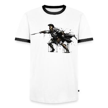 Spartan Gold und Blood Spartan Grunge Maskottchen - Männer Kontrast-T-Shirt - Weiß/Schwarz - Vorne - AI Model Female 172 light (172cm) & AI Model Male 178 dark (178cm)