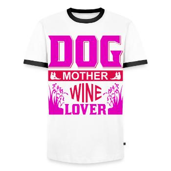 Hunde-Mutter-Weinliebhaber-Witzige Mama-Shirt - Männer Kontrast-T-Shirt - Weiß/Schwarz - Vorne - AI Model Female 172 light (172cm) & AI Model Male 178 dark (178cm)