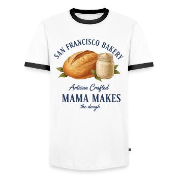 Sourdough Bread Baking Baker Mama Makes The Dough - Men's Ringer Shirt - white/black - Front - AI Model Female 172 light (172cm) & AI Model Male 178 dark (178cm)