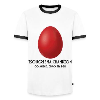 Griechischer Oster-Tsougrisma-Champion - Männer Kontrast-T-Shirt - Weiß/Schwarz - Vorne - AI Model Female 172 light (172cm) & AI Model Male 178 dark (178cm)