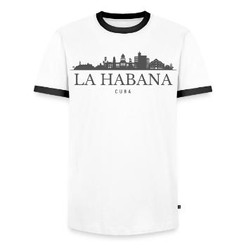 Havana Cuba, Havana's skyline - Men's Ringer Shirt - white/black - Front - AI Model Female 172 light (172cm) & AI Model Male 178 dark (178cm)