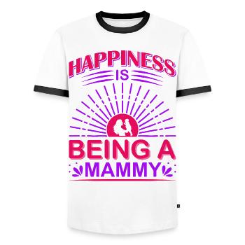 Glück ist, ein Mammy-Muttertagsshirt zu sein - Männer Kontrast-T-Shirt - Weiß/Schwarz - Vorne - AI Model Female 172 light (172cm) & AI Model Male 178 dark (178cm)