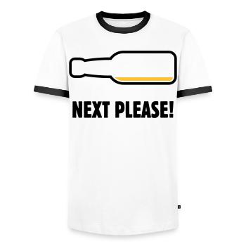 Suivant, s’il vous plaît ! (Bière / Bière / Pourrie 2C) - T-shirt contrasté Homme - blanc/noir - Devant - AI Model Female 172 light (172cm) & AI Model Male 178 dark (178cm)