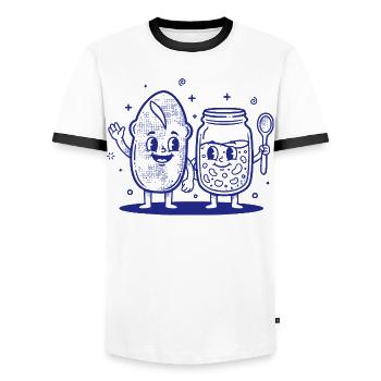 Pot de levain pâtissier Baker Pain Levain - T-shirt contrasté Homme - blanc/noir - Devant - AI Model Female 172 light (172cm) & AI Model Male 178 dark (178cm)