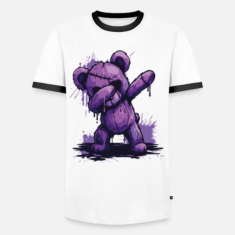 Zombie Teddy Dab - Men's Ringer Shirt - white/black