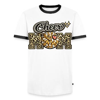 Cheer Mom Leopard Shirt – Muttertagsgeschenk - Männer Kontrast-T-Shirt - Weiß/Schwarz - Vorne - AI Model Female 172 light (172cm) & AI Model Male 178 dark (178cm)