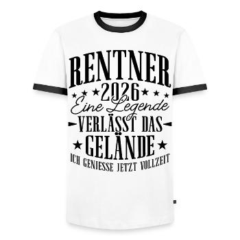 Rentner 2026 Rente Ruhestand Geschenk - Männer Kontrast-T-Shirt - Weiß/Schwarz - Vorne - AI Model Female 172 light (172cm) & AI Model Male 178 dark (178cm)