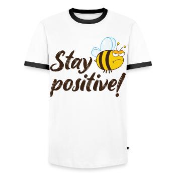 Reste positif Tenue humoristique de Grumpy Bee - T-shirt contrasté Homme - blanc/noir - Devant - AI Model Female 172 light (172cm) & AI Model Male 178 dark (178cm)