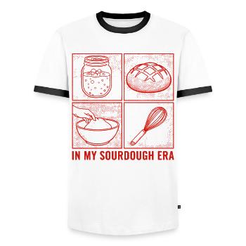 Sourdough Era Bread Baking Sourdough Starter Jar - Männer Kontrast-T-Shirt - Weiß/Schwarz - Vorne - AI Model Female 172 light (172cm) & AI Model Male 178 dark (178cm)