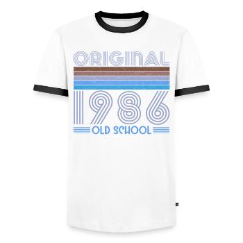 40e anniversaire original de l’old school de 1986 - T-shirt contrasté Homme - blanc/noir - Devant - AI Model Female 172 light (172cm) & AI Model Male 178 dark (178cm)