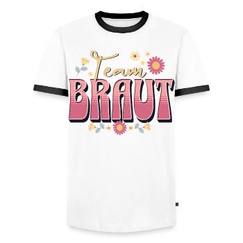 Team Bride Hen Party - Men's Ringer Shirt - white/black - Front - AI Model Female 172 light (172cm) & AI Model Male 178 dark (178cm)