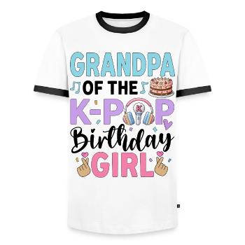 Grandpa Of The K-Pop Birthday Girl - Men's Ringer Shirt - white/black - Front - AI Model Female 172 light (172cm) & AI Model Male 178 dark (178cm)