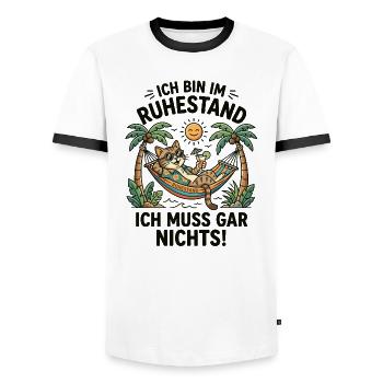 Ich Bin Im Ruhestand Ich Muss Gar Nichts - Männer Kontrast-T-Shirt - Weiß/Schwarz - Vorne - AI Model Female 172 light (172cm) & AI Model Male 178 dark (178cm)