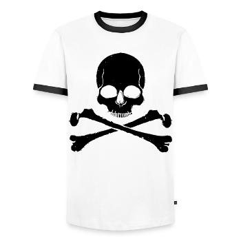 Skull Crossbones Pirate Rocker Look - Men's Ringer Shirt - white/black - Front - AI Model Female 172 light (172cm) & AI Model Male 178 dark (178cm)