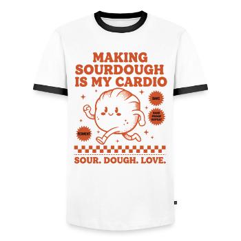 Sourdough Bread Baking Making Sourdough - Men's Ringer Shirt - white/black - Front - AI Model Female 172 light (172cm) & AI Model Male 178 dark (178cm)