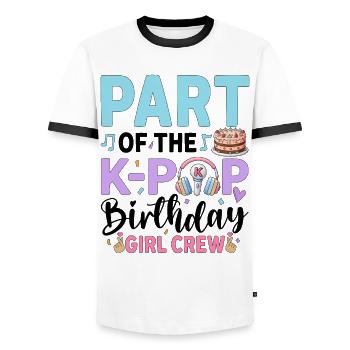 Part Of The K-Pop Birthday Girl Crew - Men's Ringer Shirt - white/black - Front - AI Model Female 172 light (172cm) & AI Model Male 178 dark (178cm)