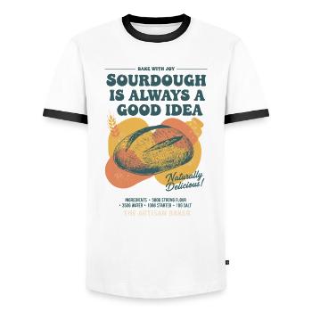 Sourdough Is Always A Good Idea Bread Baking Baker - Men's Ringer Shirt - white/black - Front - AI Model Female 172 light (172cm) & AI Model Male 178 dark (178cm)