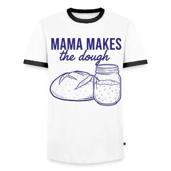 Sourdough Mama Makes The Dough Bread Baking Baker - Men's Ringer Shirt - white/black - Front - AI Model Female 172 light (172cm) & AI Model Male 178 dark (178cm)