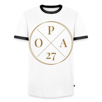 Grandpa 27 - Men's Ringer Shirt - white/black - Front - AI Model Female 172 light (172cm) & AI Model Male 178 dark (178cm)