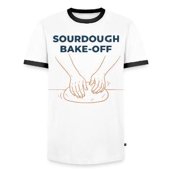 Pain au levain à la pâte Baking Baking Baker Bread - T-shirt contrasté Homme - blanc/noir - Devant - AI Model Female 172 light (172cm) & AI Model Male 178 dark (178cm)