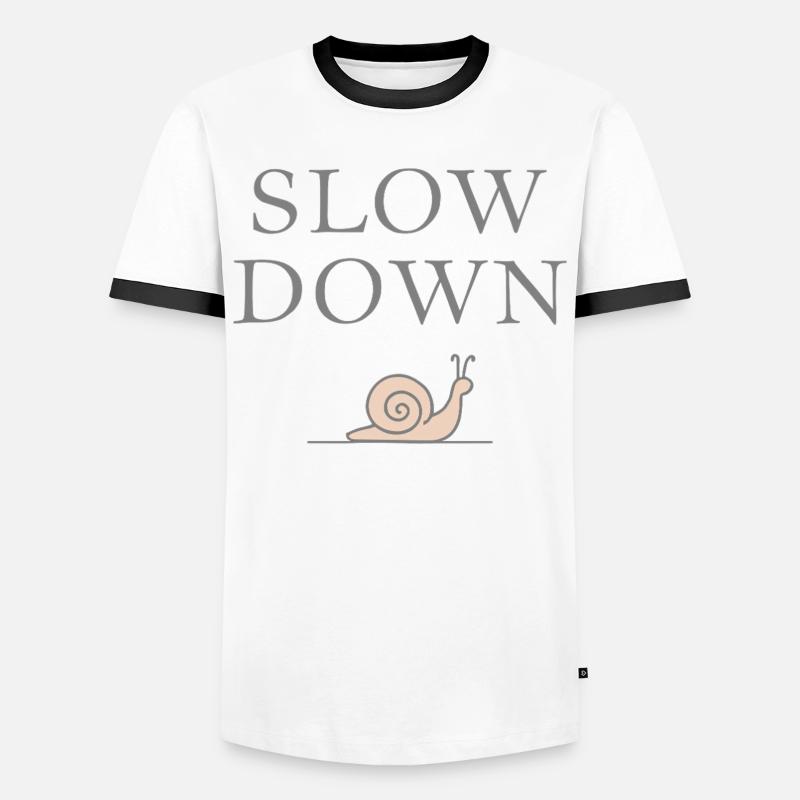 Slow Down Snail Deceleration Mindfulness - Men's Ringer Shirt - white/black