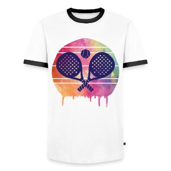 Padel Sport - Men's Ringer Shirt - white/black - Front - AI Model Female 172 light (172cm) & AI Model Male 178 dark (178cm)
