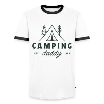 Camping papa papa campeur père forêt amoureux vert - T-shirt contrasté Homme - blanc/noir - Devant - AI Model Female 172 light (172cm) & AI Model Male 178 dark (178cm)