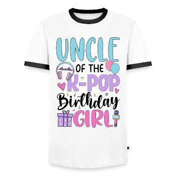 Uncle Of The K Pop Birthday Girl - Men's Ringer Shirt - white/black - Front - AI Model Female 172 light (172cm) & AI Model Male 178 dark (178cm)