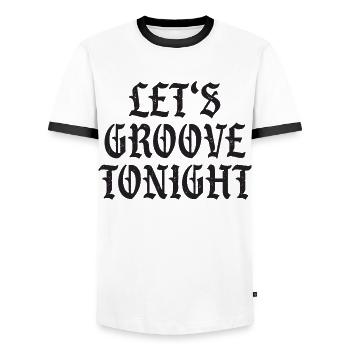 Let's groove tonight - Men's Ringer Shirt - white/black - Front - AI Model Female 172 light (172cm) & AI Model Male 178 dark (178cm)
