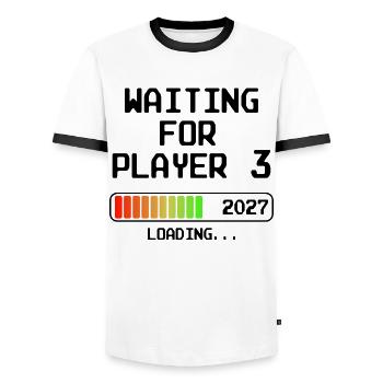 Futur papa 2027 Maman bientôt en attente du joueur 3 - T-shirt contrasté Homme - blanc/noir - Devant - AI Model Female 172 light (172cm) & AI Model Male 178 dark (178cm)