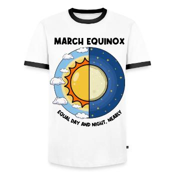 March Equinox Equal Day And Night Spring Equinox - Men's Ringer Shirt - white/black - Front - AI Model Female 172 light (172cm) & AI Model Male 178 dark (178cm)