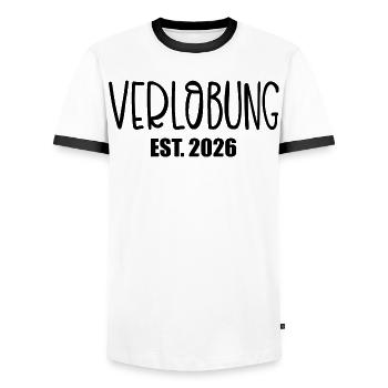 Hochzeit Verlobung 2026 - Männer Kontrast-T-Shirt - Weiß/Schwarz - Vorne - AI Model Female 172 light (172cm) & AI Model Male 178 dark (178cm)