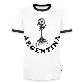 Argentina Fussball - Männer Kontrast-T-Shirt - Weiß/Schwarz - Vorne - AI Model Female 172 light (172cm) & AI Model Male 178 dark (178cm)