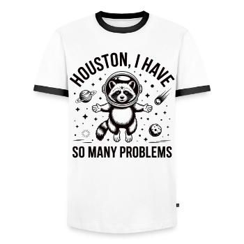 T-shirt Astronaute Raccoon Space - T-shirt contrasté Homme - blanc/noir - Devant - AI Model Female 172 light (172cm) & AI Model Male 178 dark (178cm)