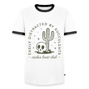 Cactus succulent amateur de plantes drôle - T-shirt contrasté Homme - blanc/noir - Devant - AI Model Female 172 light (172cm) & AI Model Male 178 dark (178cm)