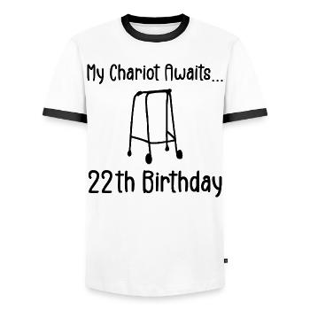 22th Birthday Party Funny 22 Years Old Birthday - Men's Ringer Shirt - white/black - Front - AI Model Female 172 light (172cm) & AI Model Male 178 dark (178cm)