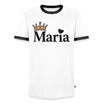 Idée cadeau Mary Prénom Crown Heart - T-shirt contrasté Homme - blanc/noir - Devant - AI Model Female 172 light (172cm) & AI Model Male 178 dark (178cm)