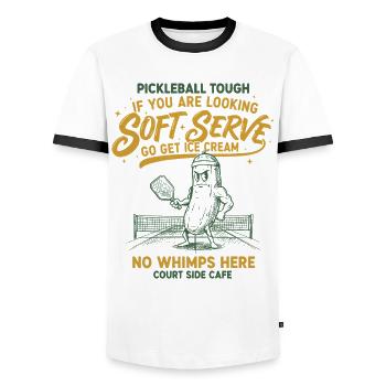 Pickleball Joueur dur à cuire Drôle adore le pickleball - T-shirt contrasté Homme - blanc/noir - Devant - AI Model Female 172 light (172cm) & AI Model Male 178 dark (178cm)